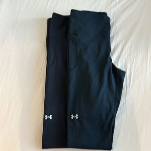 2 Under Armour Women’s Leggings, Black, Size Large